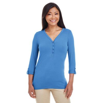 Ladies' Perfect Fit™ Y-Placket Convertible Sleeve Knit Top Thumbnail