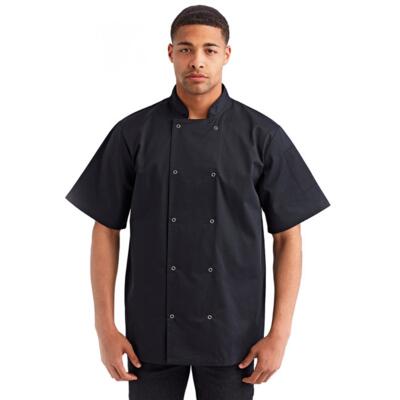 Unisex Studded Front Short-Sleeve Chef's Jacket Thumbnail